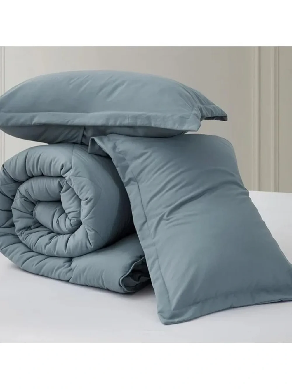 Plush Solid Blue Twin XL 2 piece Comforter Set